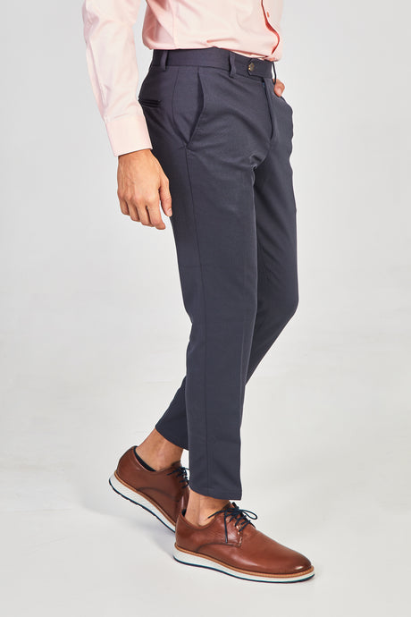 Men’s super stretch tailored trousers in grey - front view