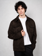 Jaqueta Masculina Suede Botão Forrado