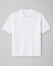 Polo Masculina Tricot Texturizada Arejada Branca