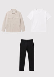 Kit Completo - Jaqueta Tweed - Camiseta T-shirt - Calça com Ajuste