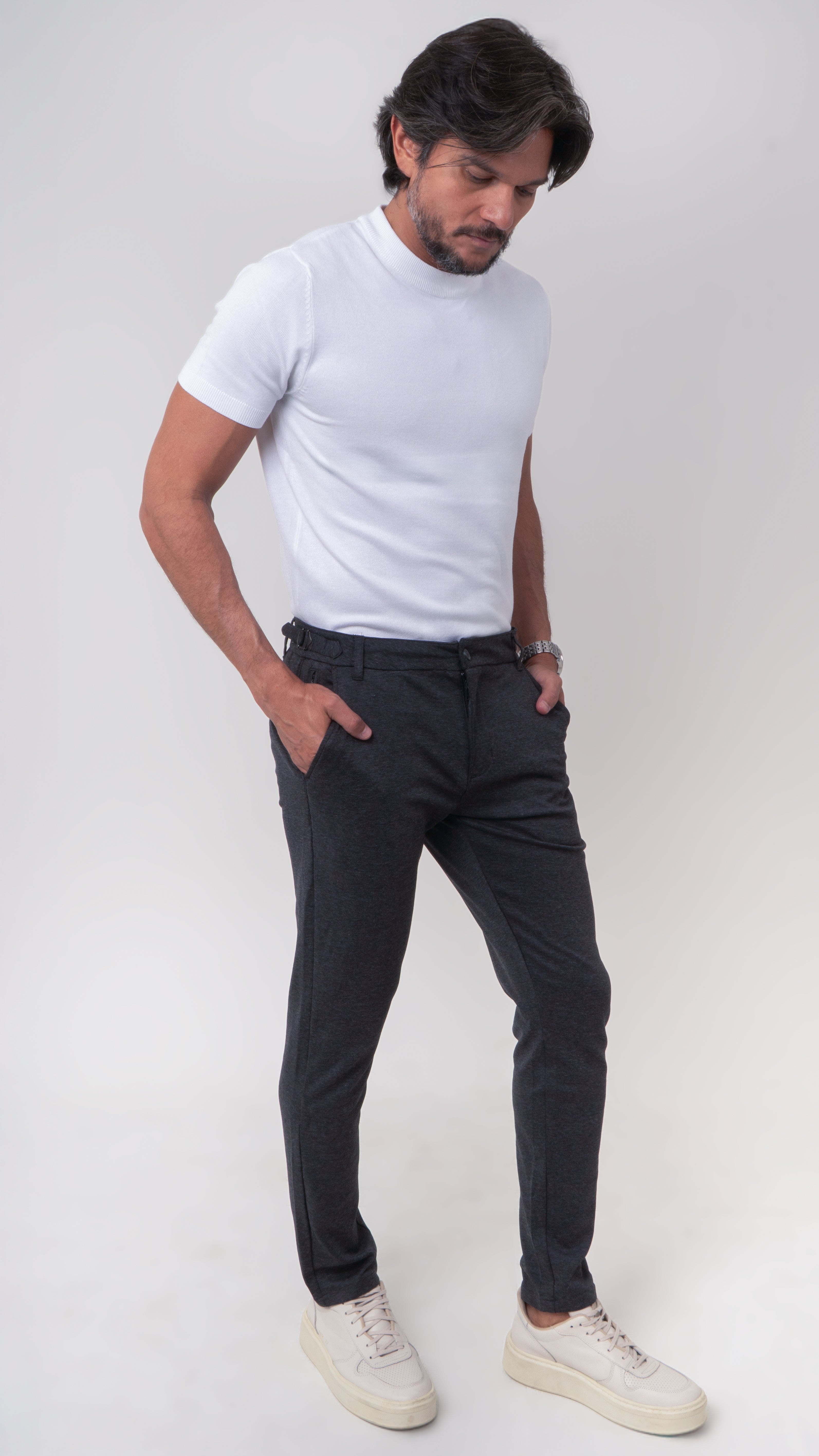 Camiseta Tricot Masculina Slim Básica