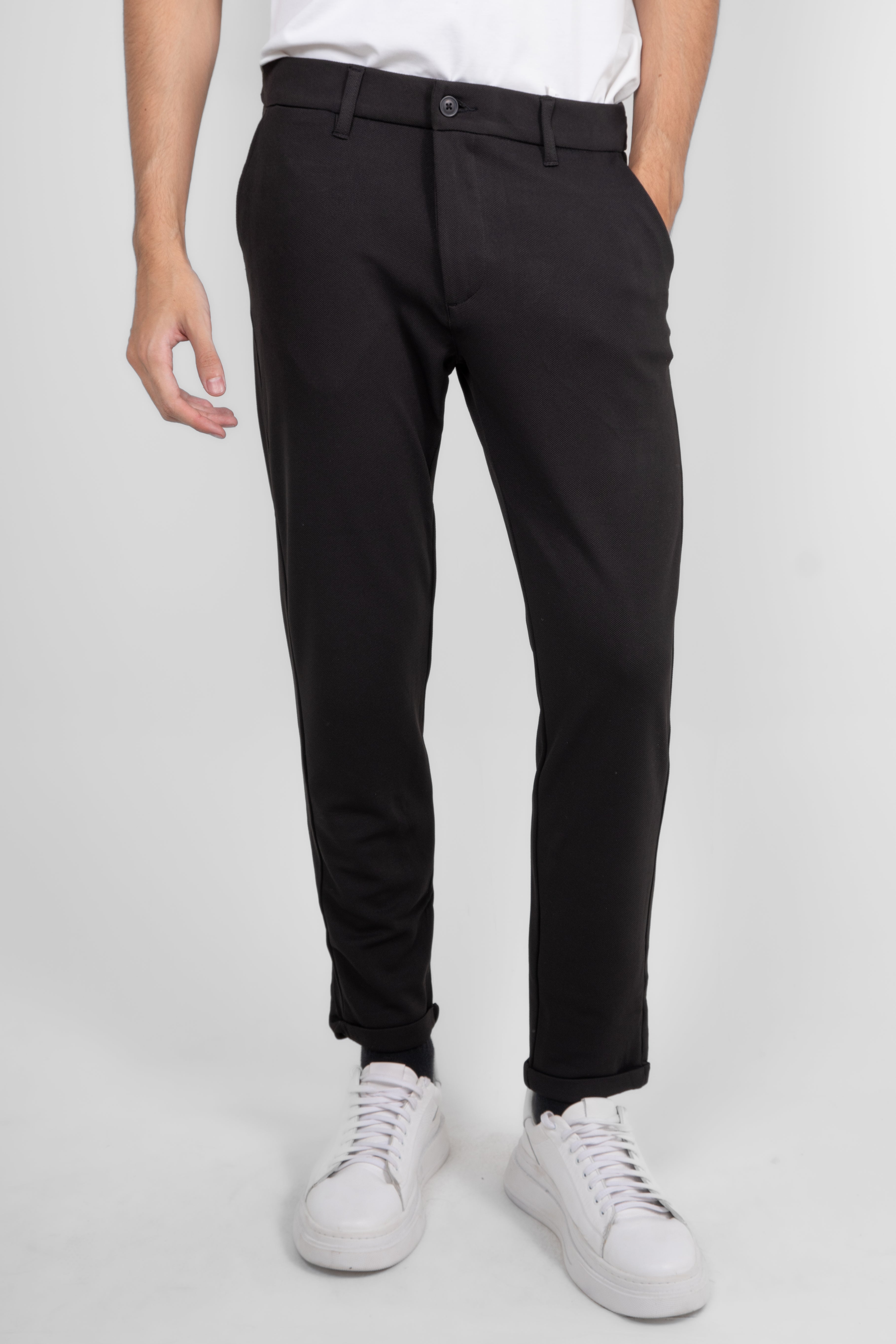 Calça Alfaiataria Masculina em Malha com Ajuste Lateral