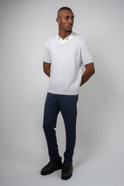 Polo Masculina Tricot Texturizada Arejada Branca
