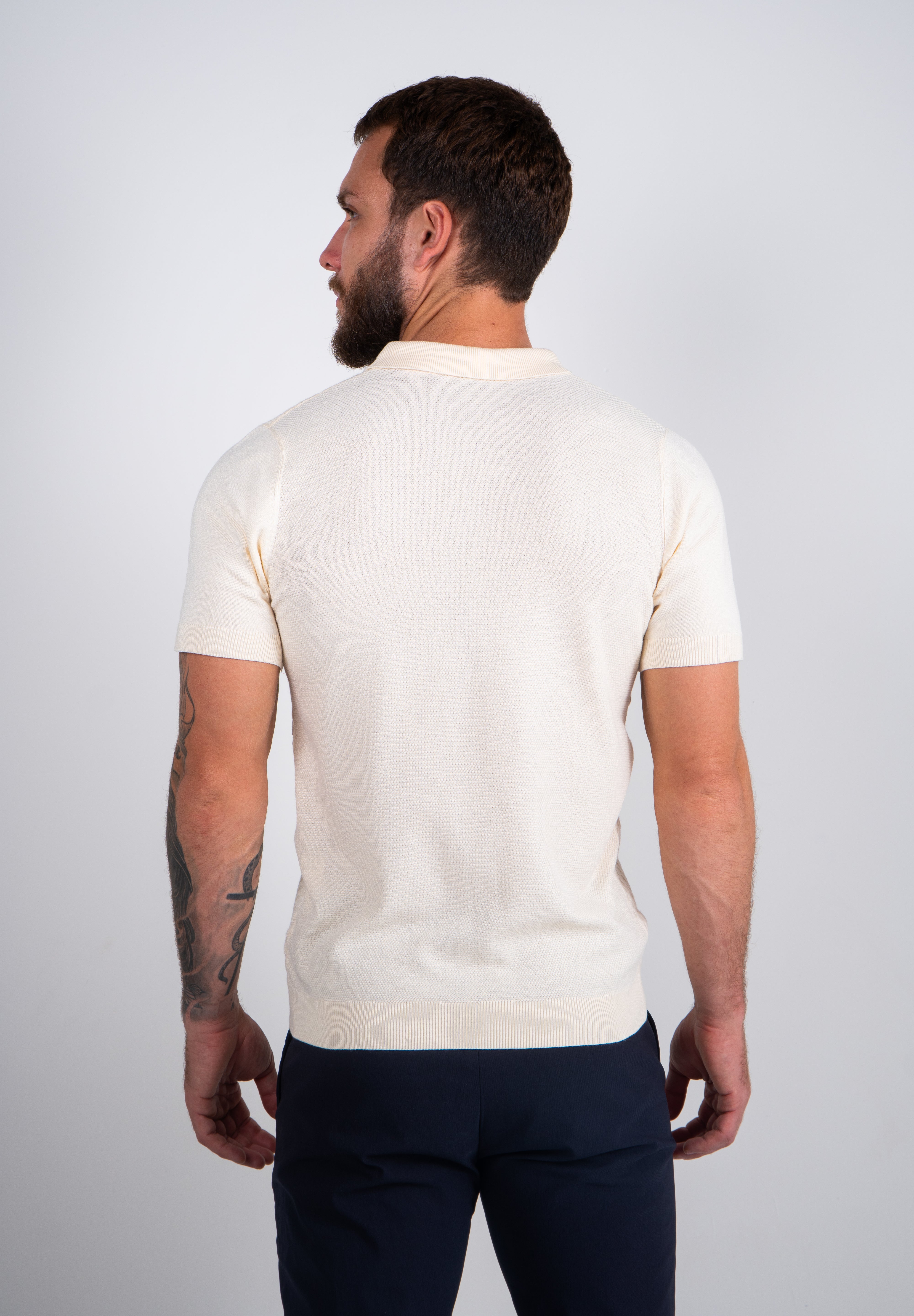Polo Masculina Tricot Texturizada Premium Quadriculada