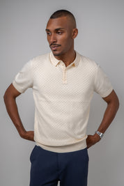 Polo Masculina Tricot Texturizada Premium Quadriculada