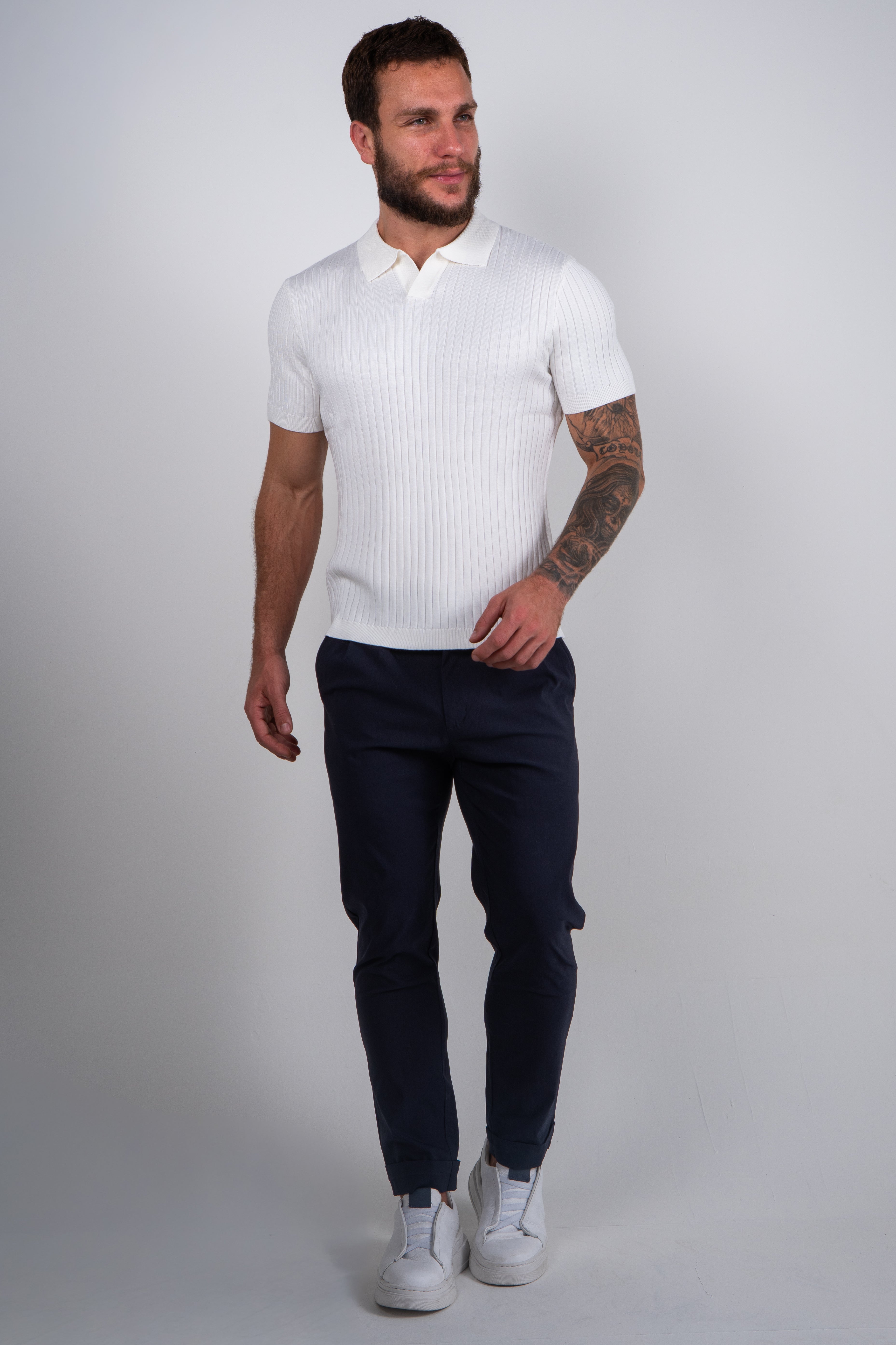 Camisa Polo Masculina Tricot Canelada Gola Italiana