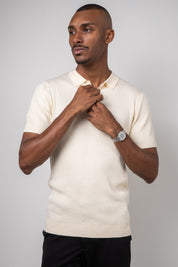Polo Masculina Tricot Texturizada Ribana