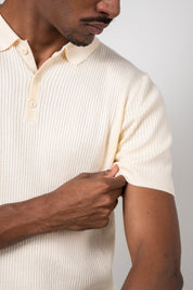 Polo Masculina Tricot Texturizada Ribana