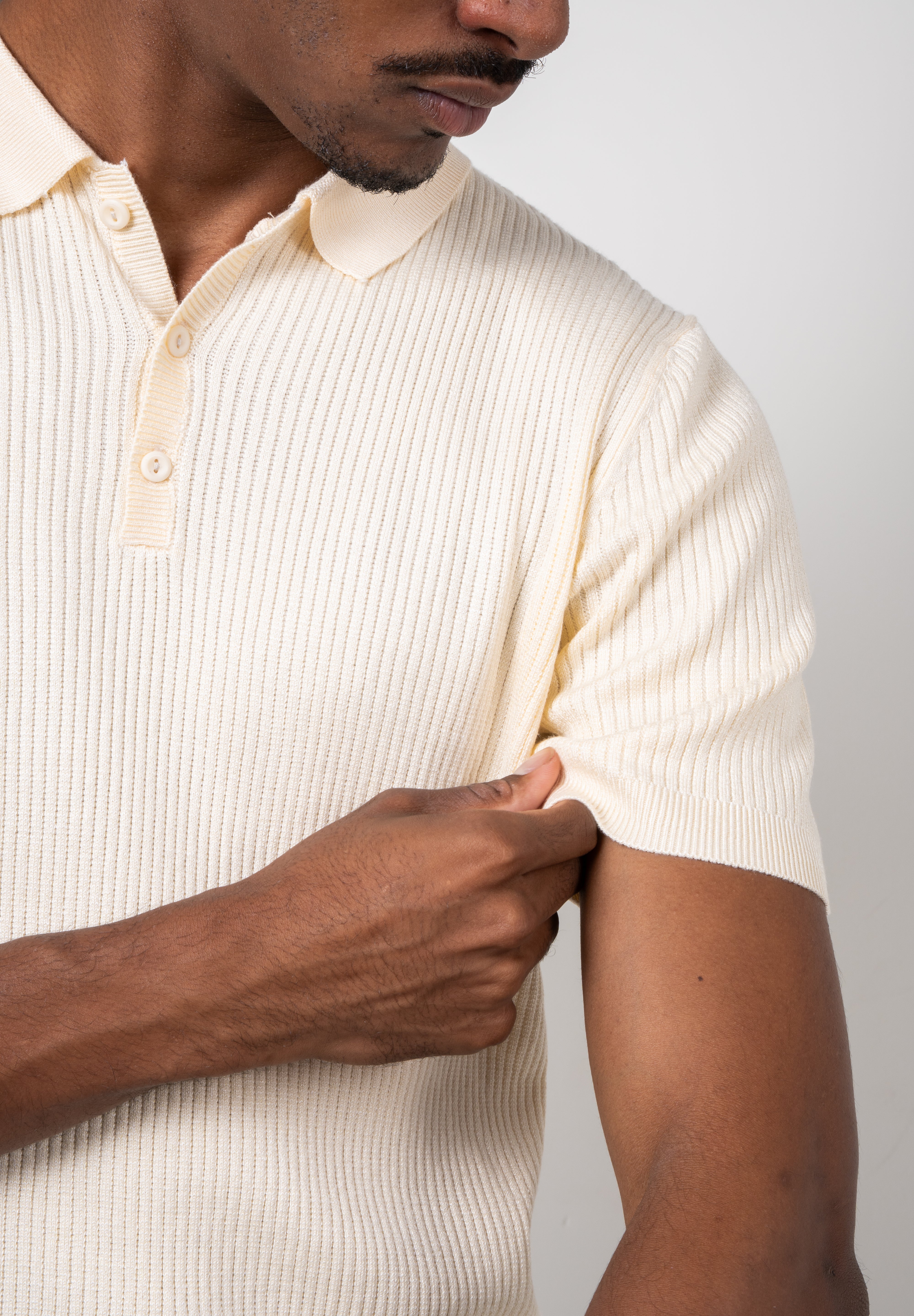 Polo Masculina Tricot Texturizada Ribana