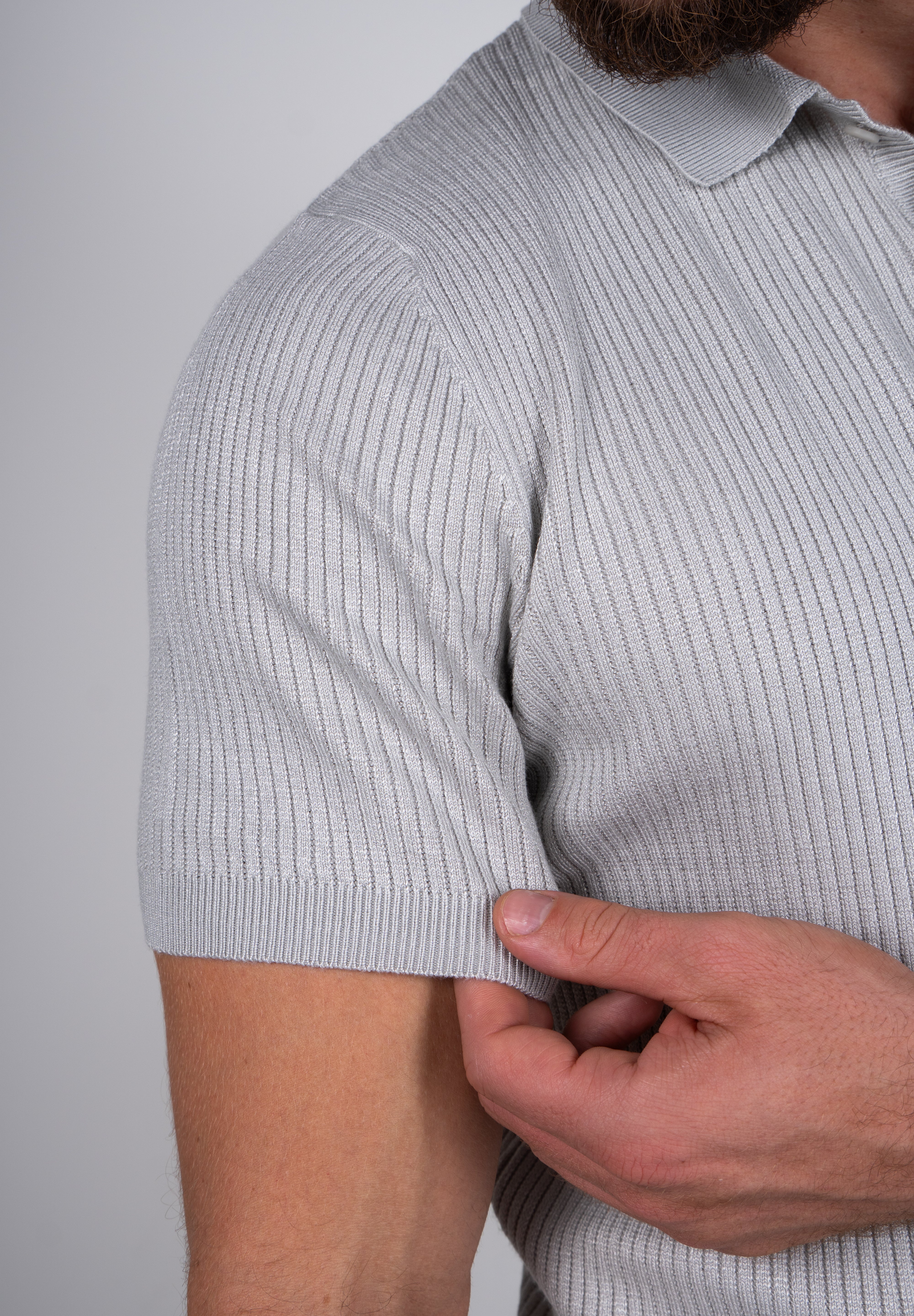 Polo Masculina Tricot Texturizada Ribana