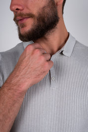 Polo Masculina Tricot Texturizada Ribana