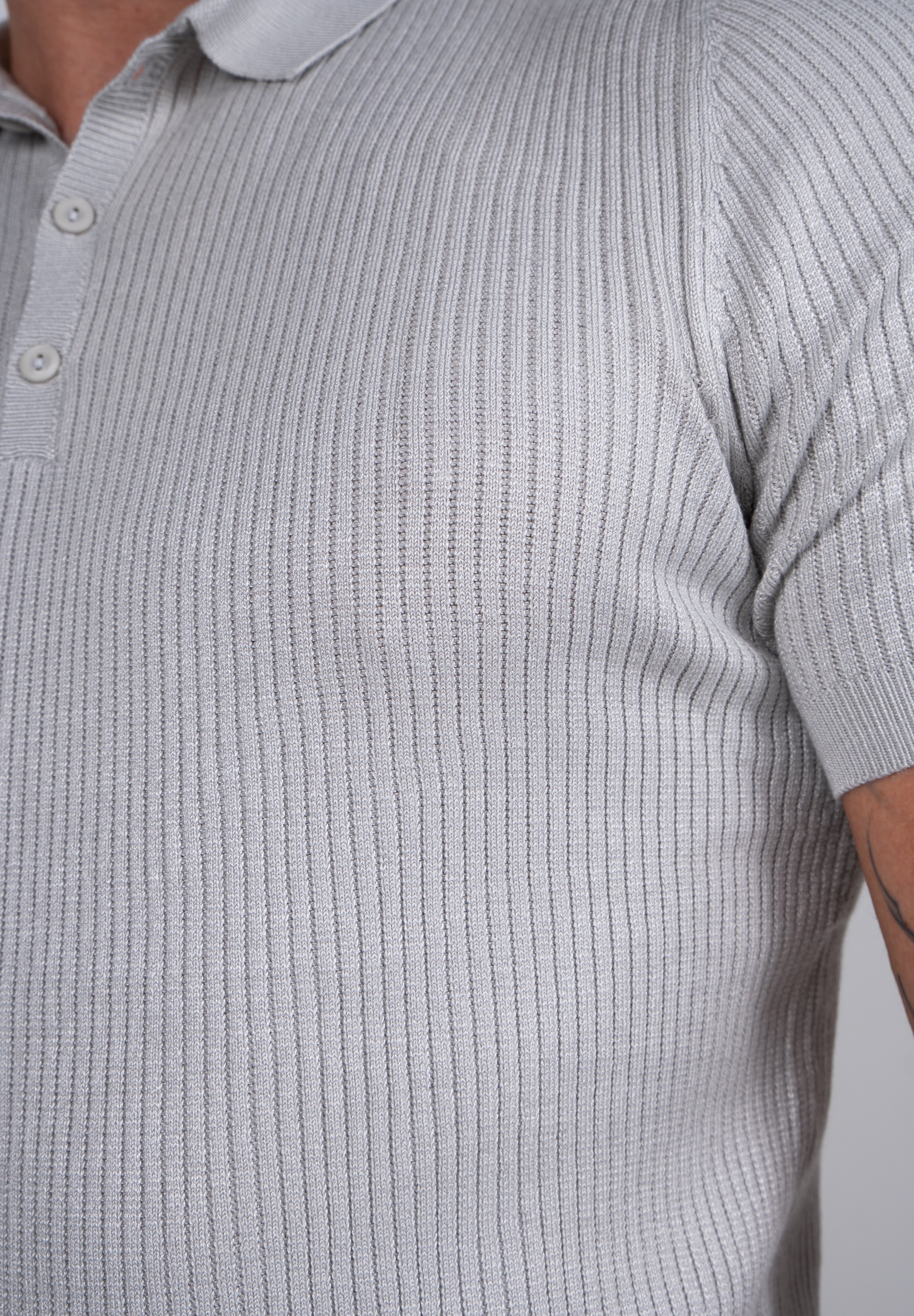 Polo Masculina Tricot Texturizada Ribana