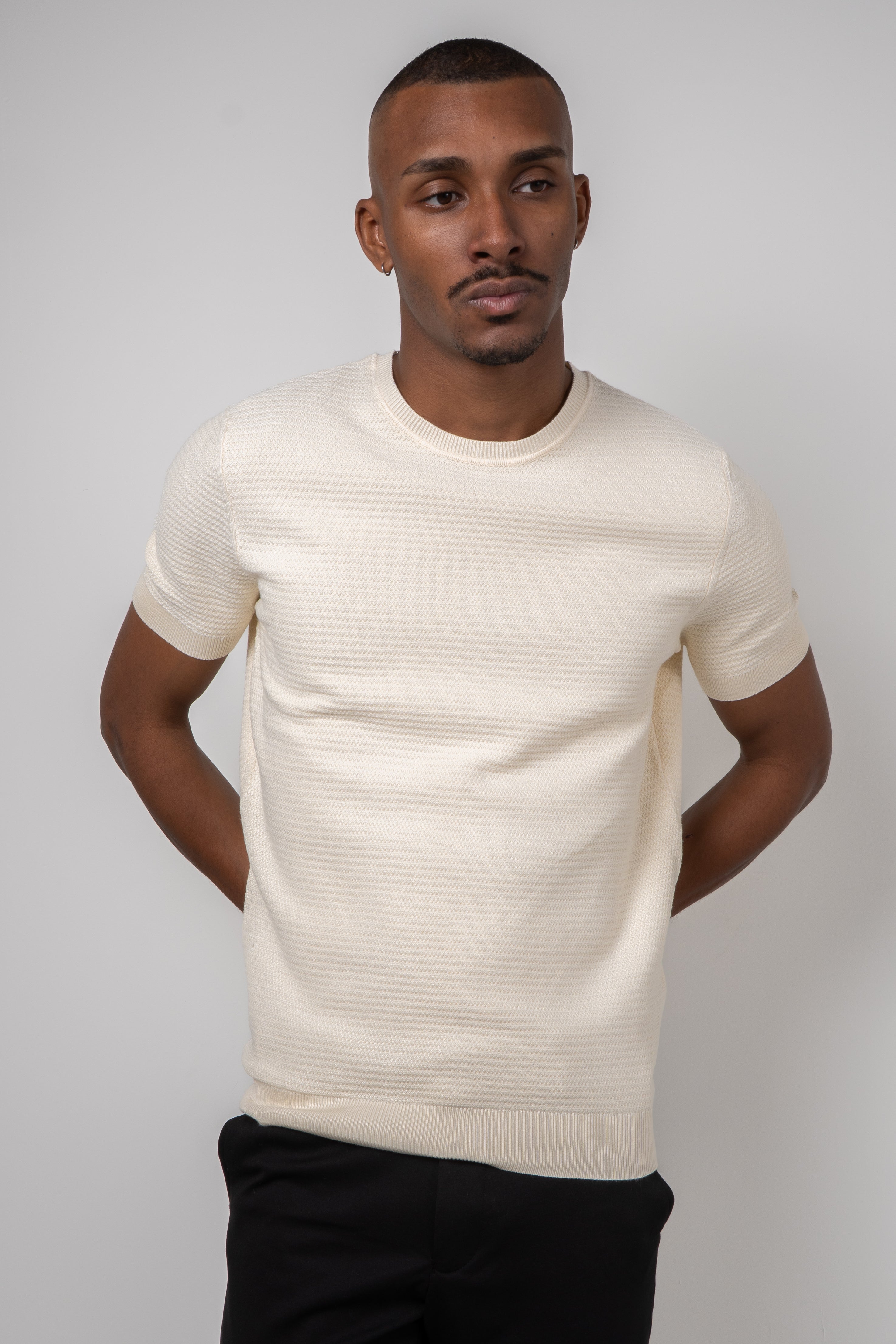 Camiseta Tricot Masculina Texturizada Premium Off-White