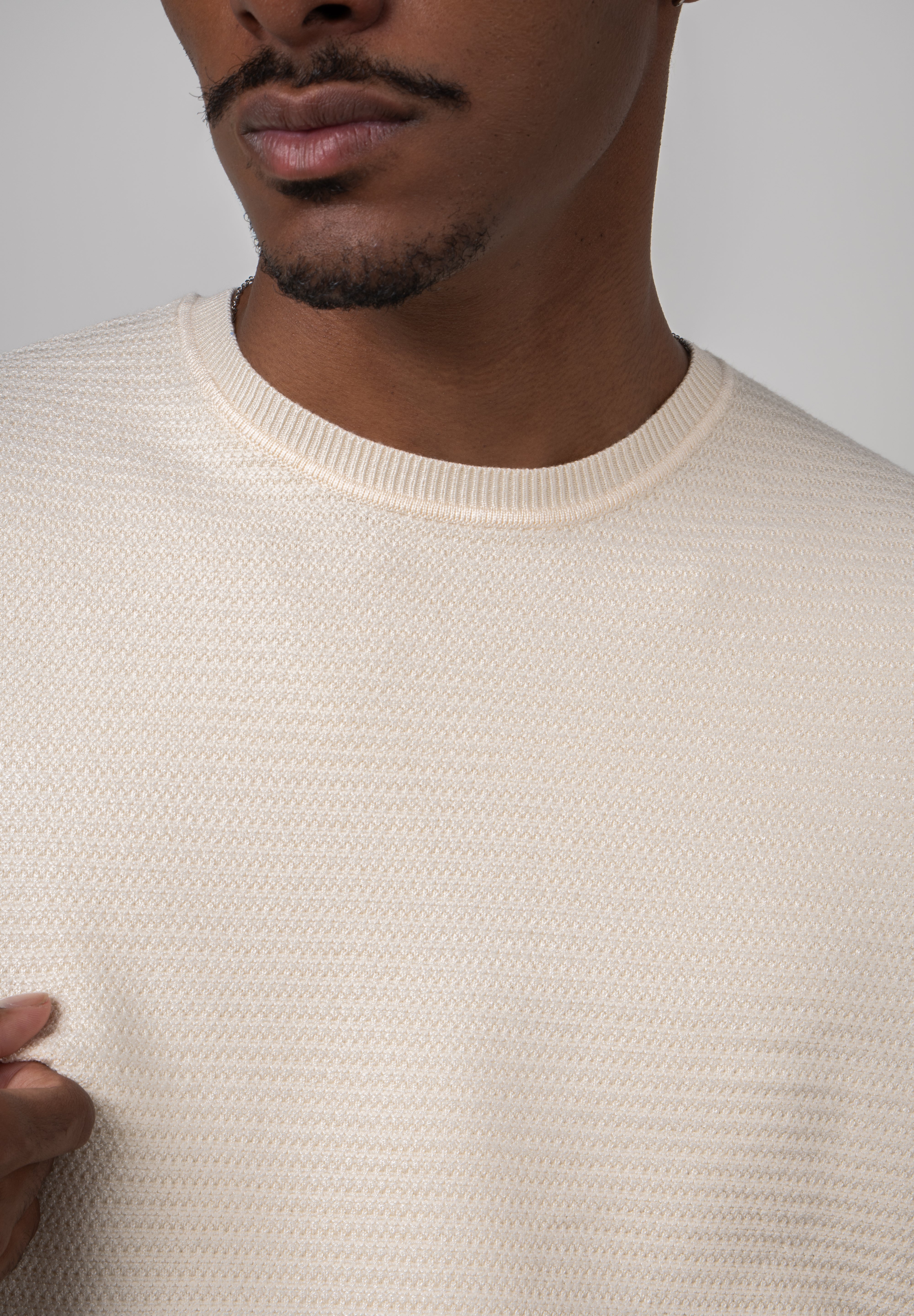 Camiseta Tricot Masculina Texturizada Premium Off-White
