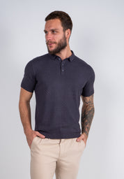Polo Masculina Tricot Texturizada Premium Quadriculada