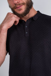 Polo Masculina Tricot Texturizada Premium Quadriculada