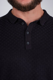 Polo Masculina Tricot Texturizada Premium Quadriculada