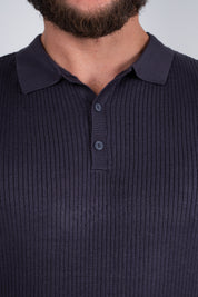 Polo Masculina Tricot Texturizada Ribana