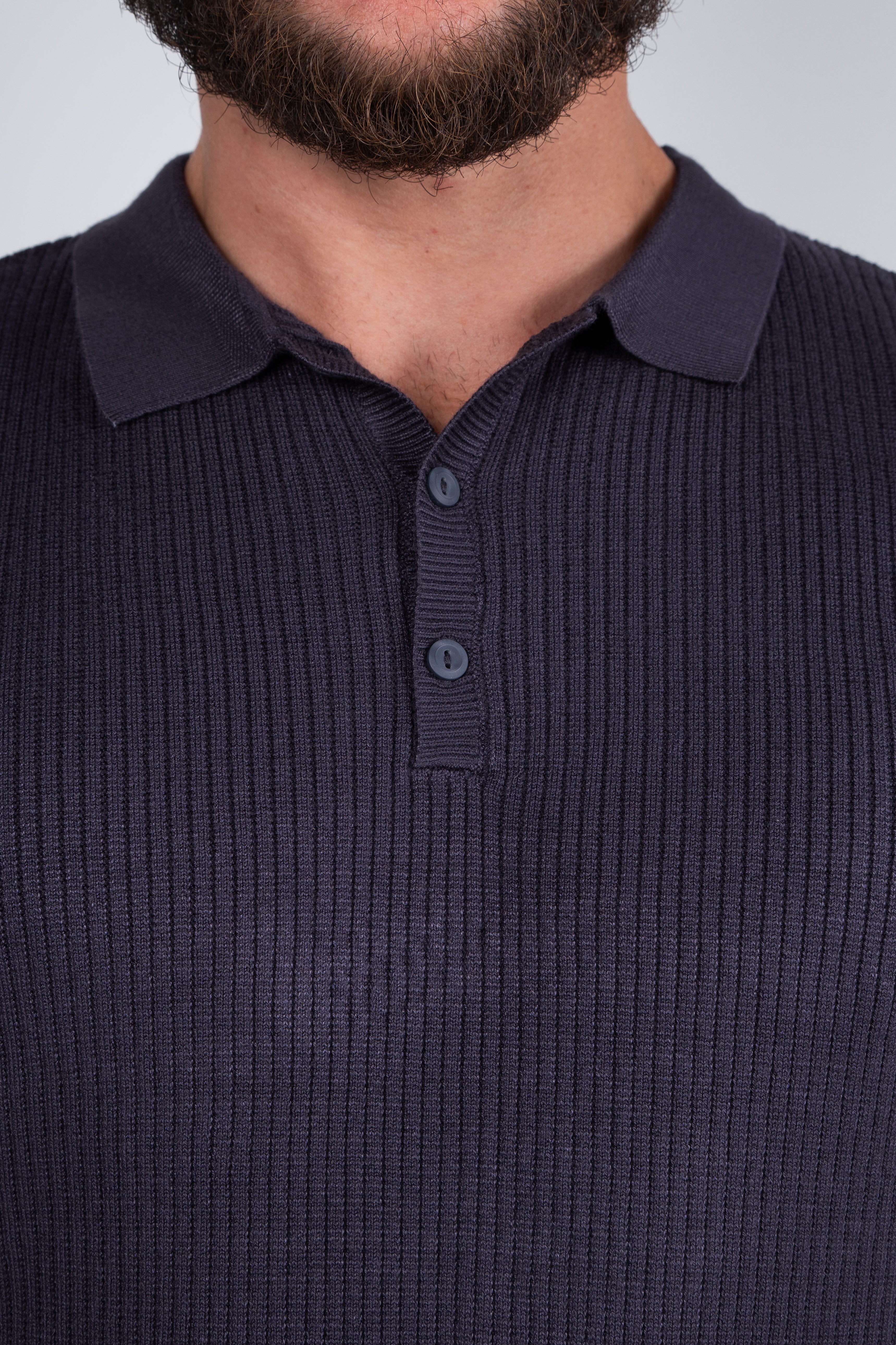 Polo Masculina Tricot Texturizada Ribana