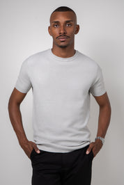 Camiseta Tricot Masculina Texturizada Premium Cinza
