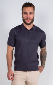 Polo Masculina Tricot Texturizada Ribana