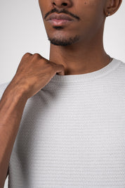 Camiseta Tricot Masculina Texturizada Premium Cinza