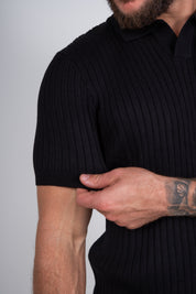 Camisa Polo Masculina Tricot Canelada Gola Italiana