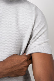 Camiseta Tricot Masculina Texturizada Premium Cinza