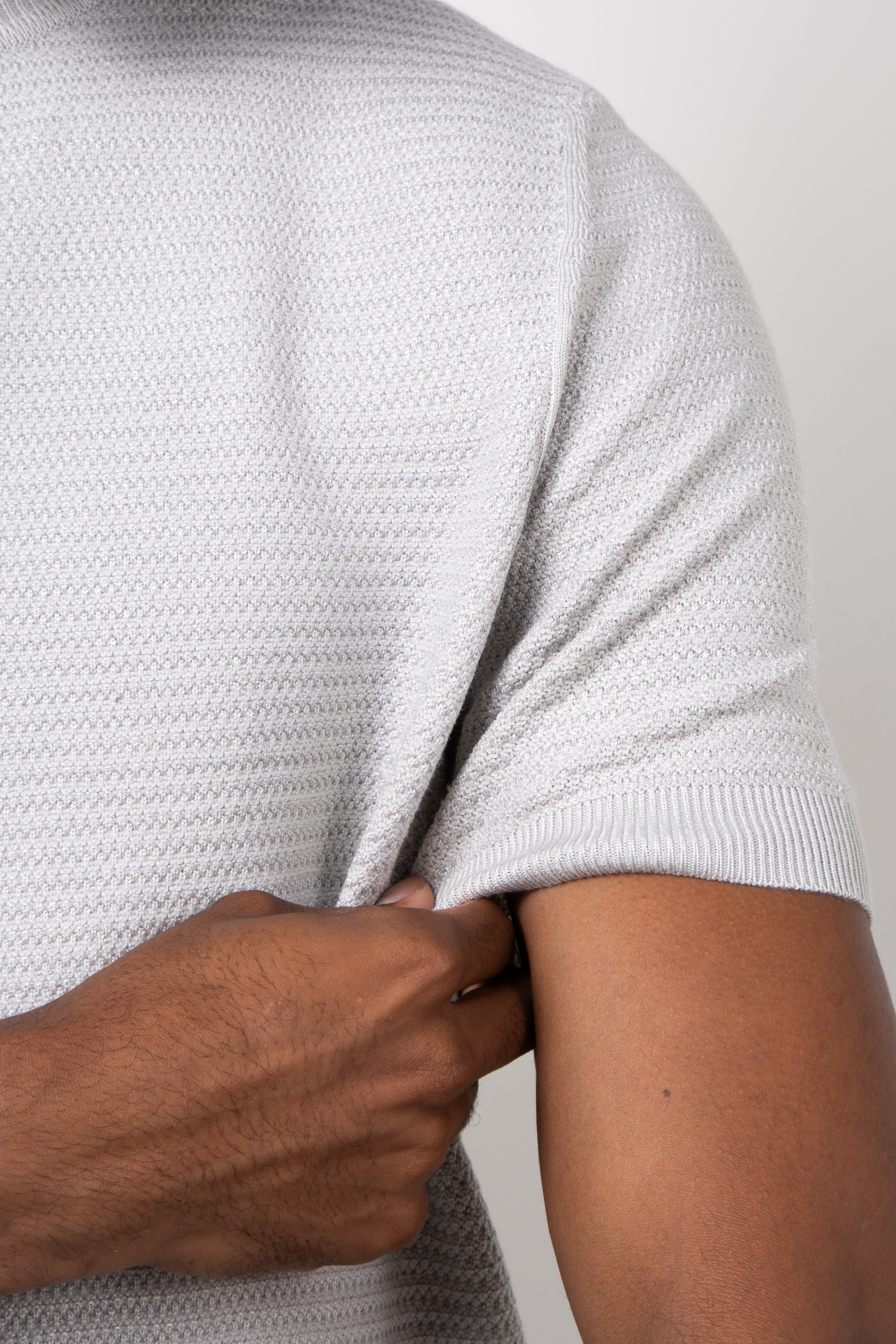 Camiseta Tricot Masculina Texturizada Premium Cinza