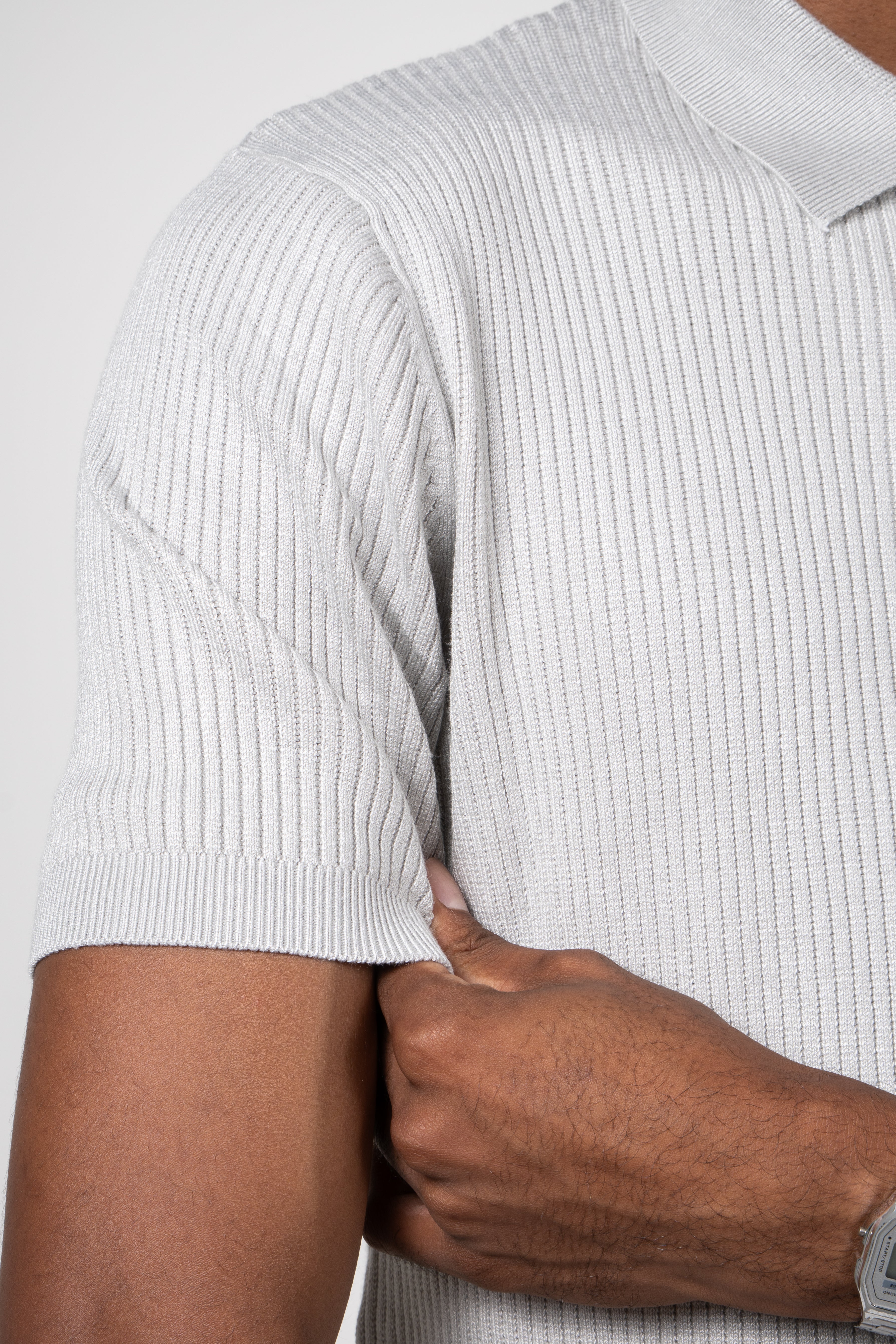 Polo Masculina Tricot Texturizada Ribana