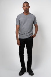 Camiseta Tricot Masculina Texturizada Premium Chumbo