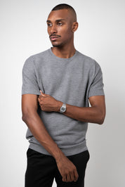 Camiseta Tricot Masculina Texturizada Premium Chumbo