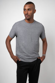 Camiseta Tricot Masculina Texturizada Premium Chumbo