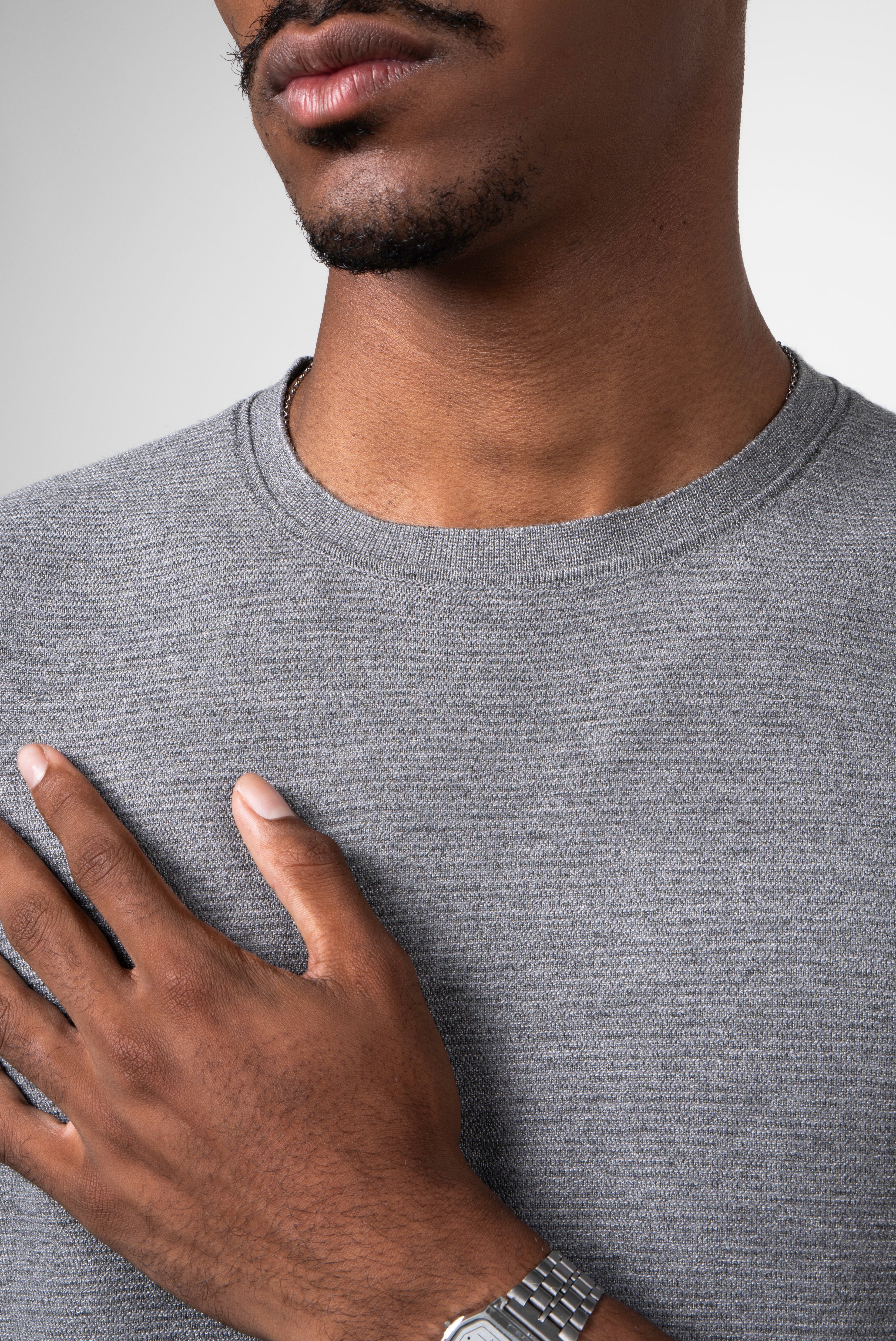 Camiseta Tricot Masculina Texturizada Premium Chumbo