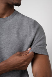 Camiseta Tricot Masculina Texturizada Premium Chumbo