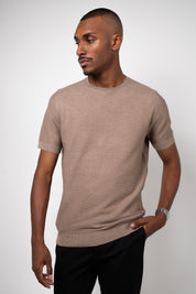 Camiseta Tricot Masculina Texturizada Premium Marrom