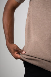 Camiseta Tricot Masculina Texturizada Premium Marrom