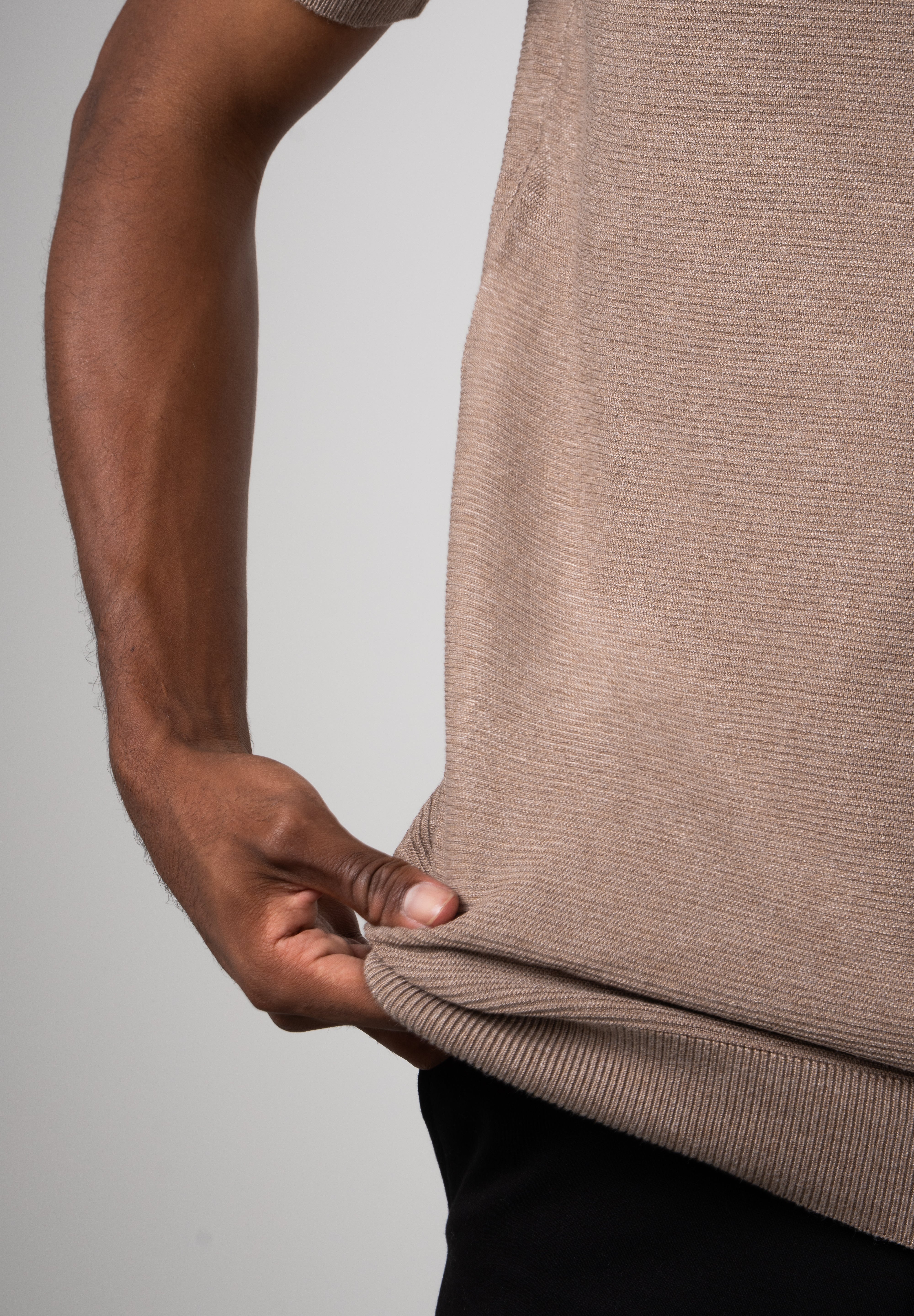 Camiseta Tricot Masculina Texturizada Premium Marrom