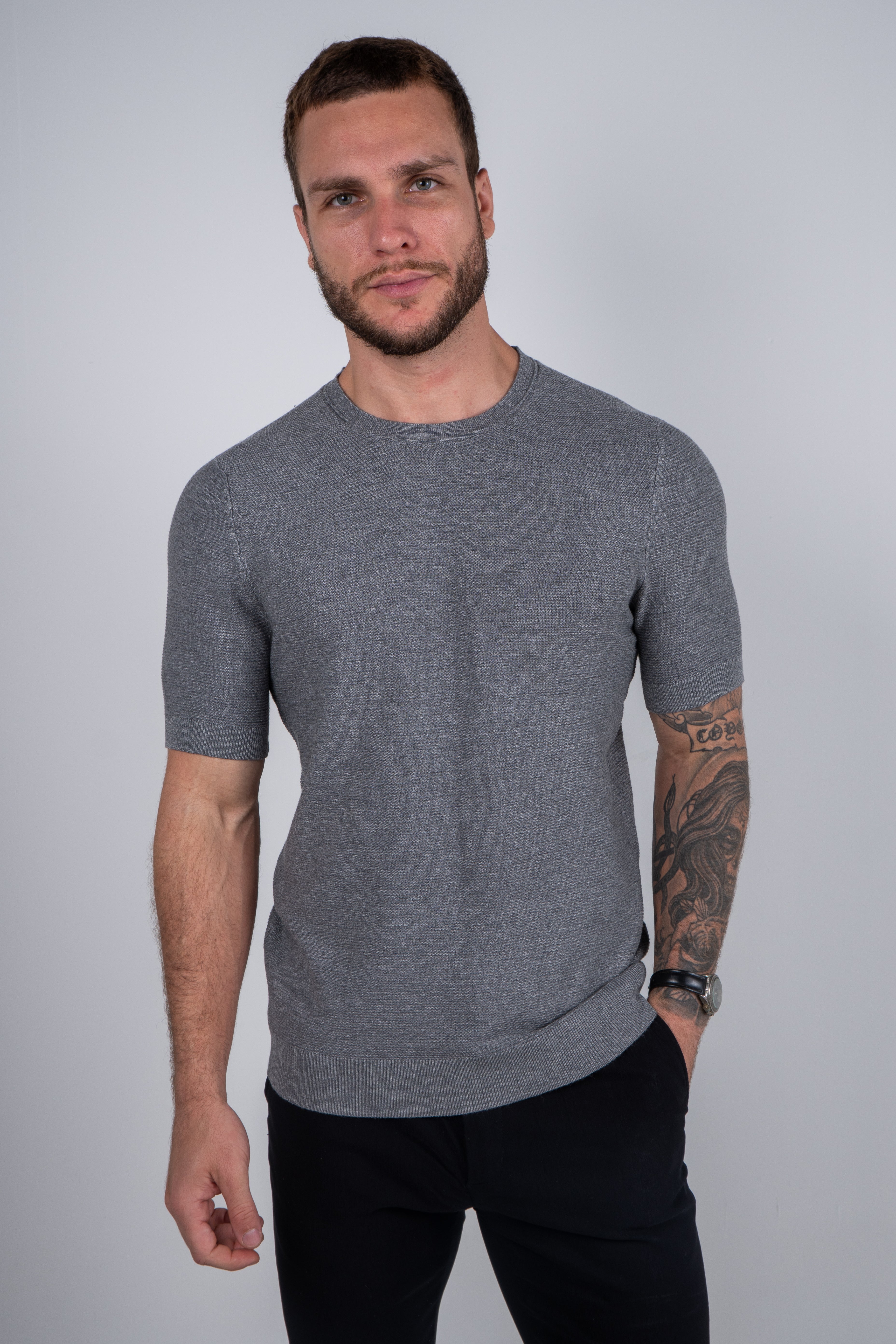 Camiseta Tricot Masculina Texturizada Premium