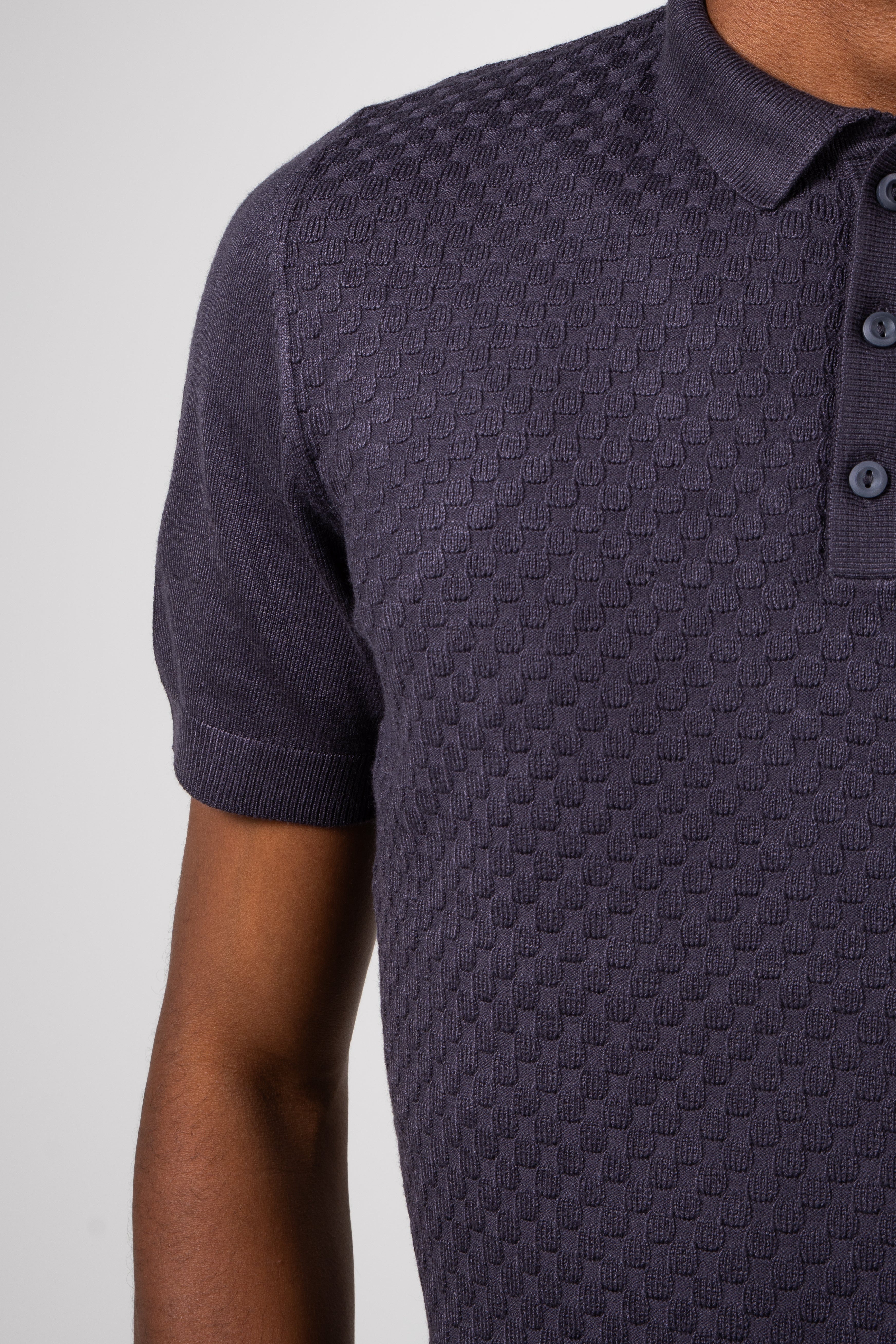 Polo Masculina Tricot Texturizada Premium Quadriculada