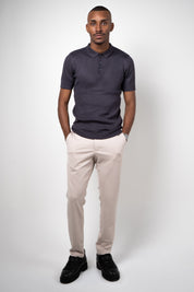 Polo Masculina Tricot Texturizada Ribana