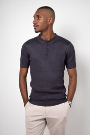Polo Masculina Tricot Texturizada Ribana