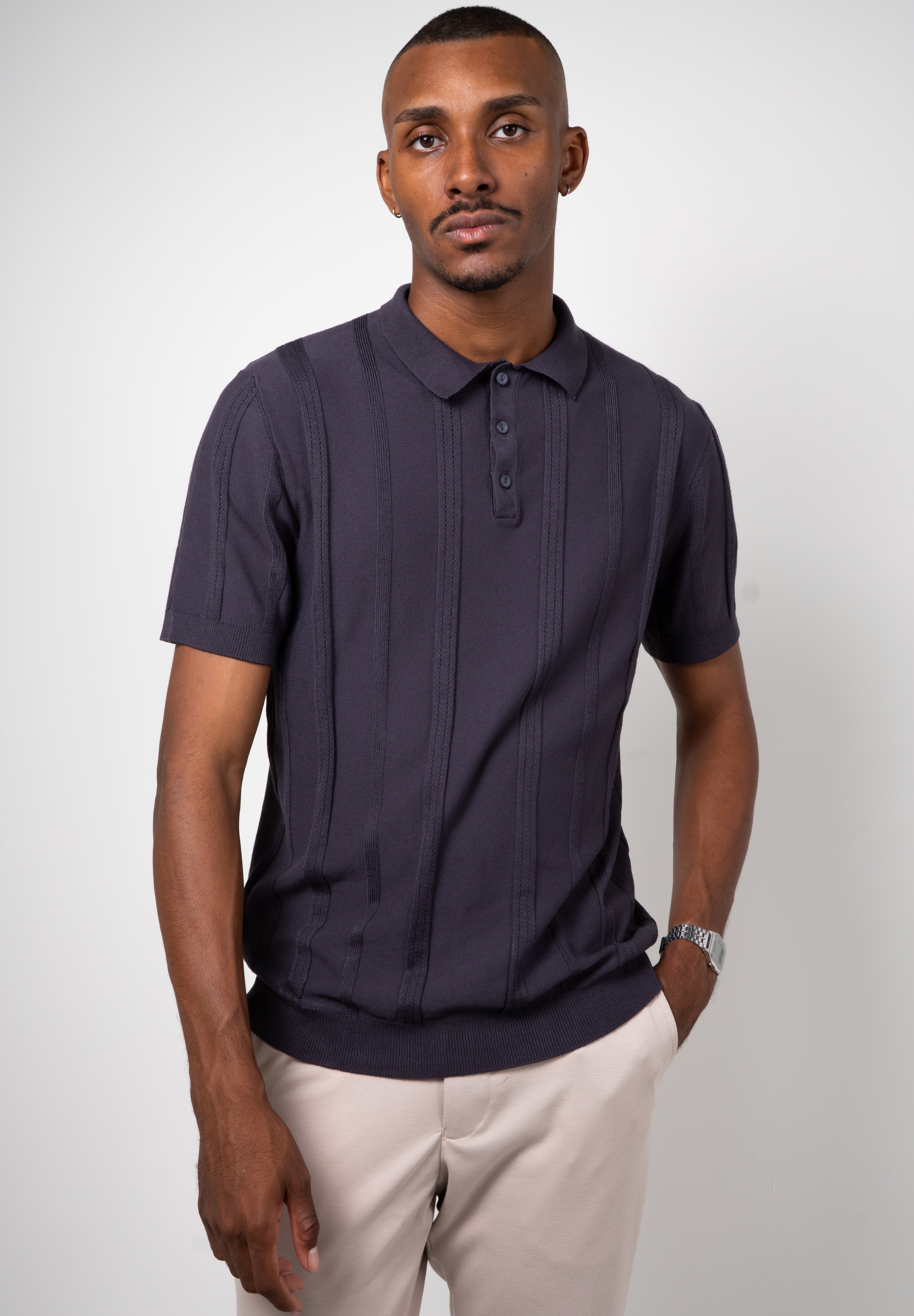 Camisa Polo Masculina Texturizada Premium Listra