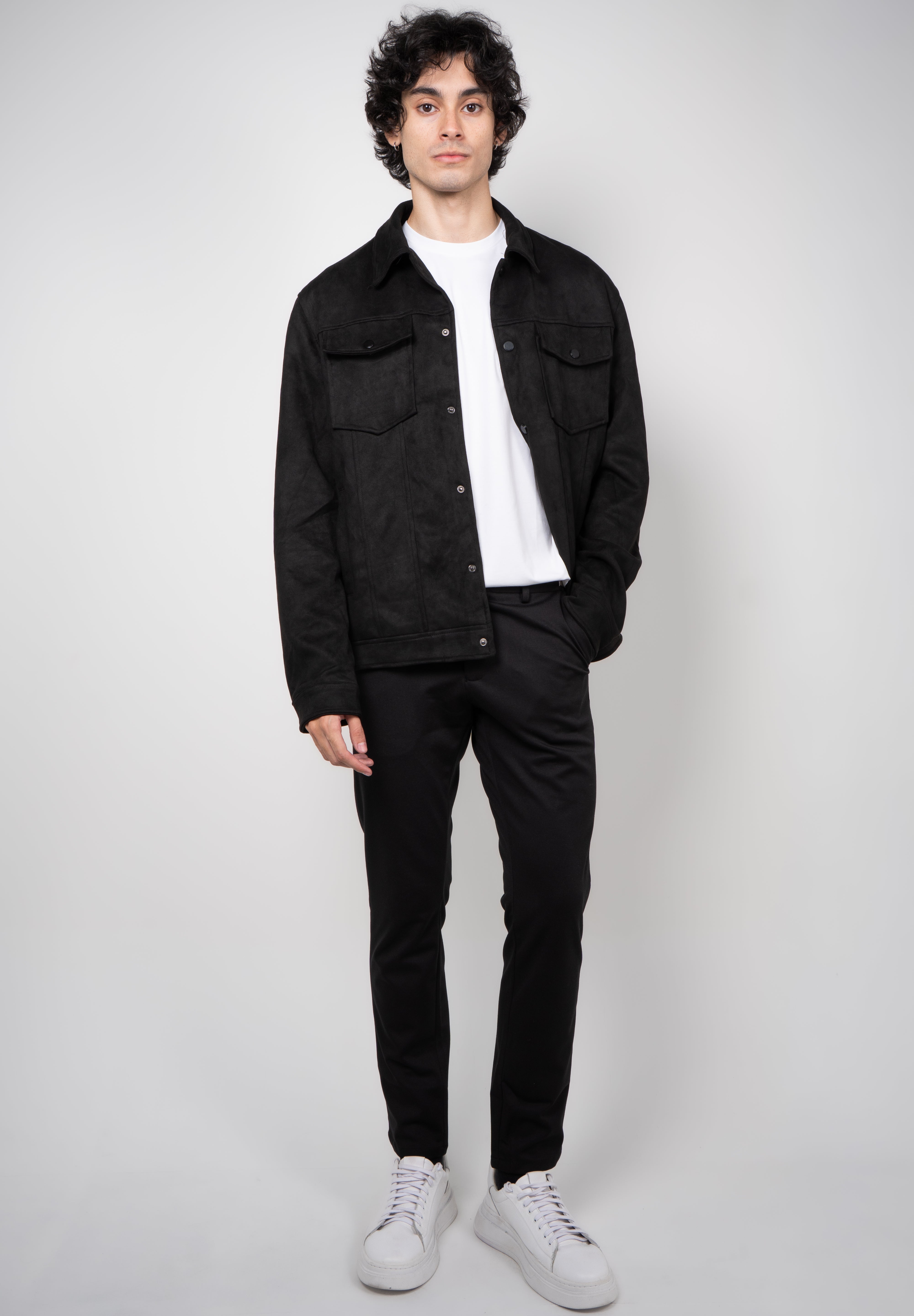 Jaqueta Masculina Suede Botão Forrado