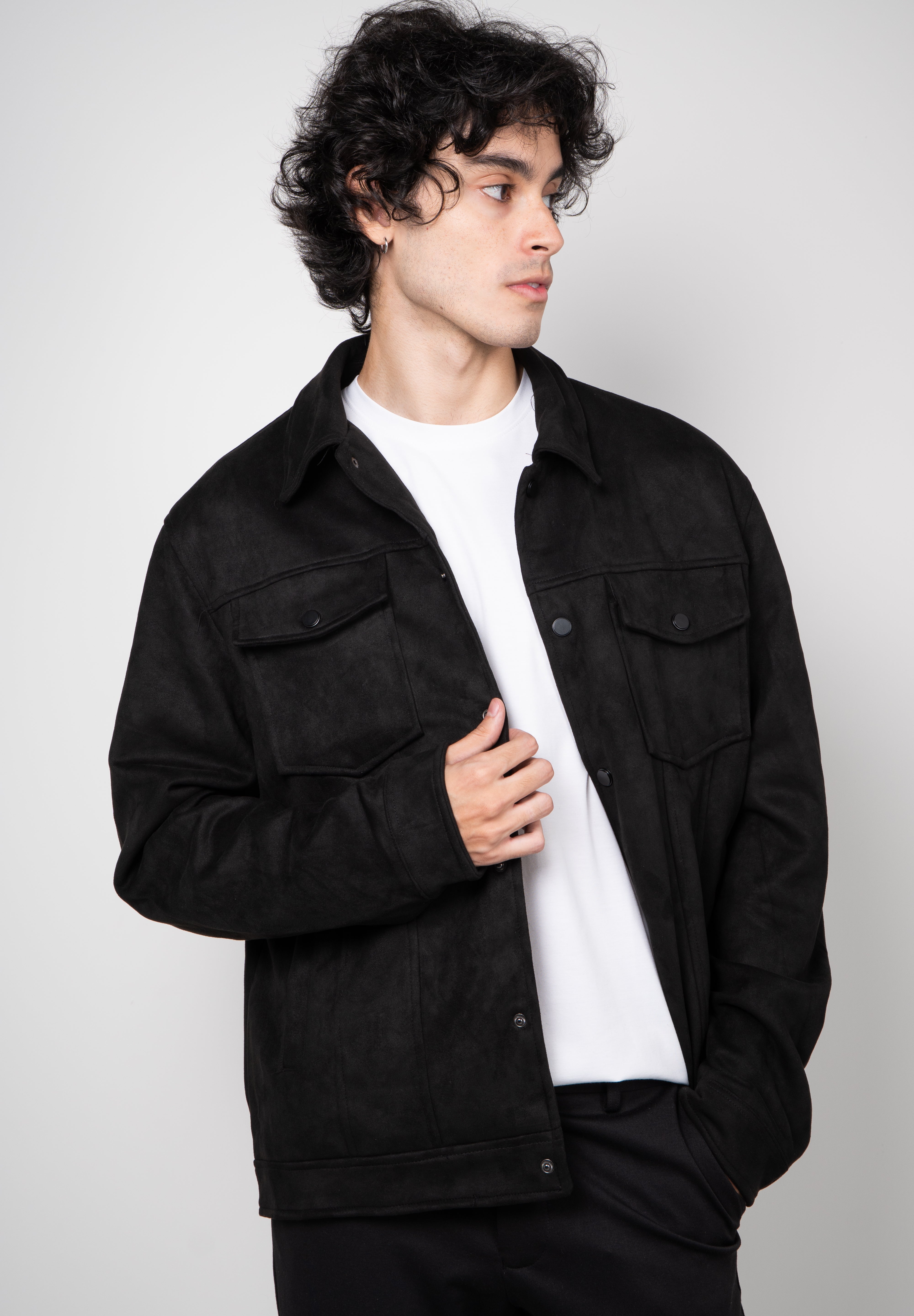 Jaqueta Masculina Suede Botão Forrado