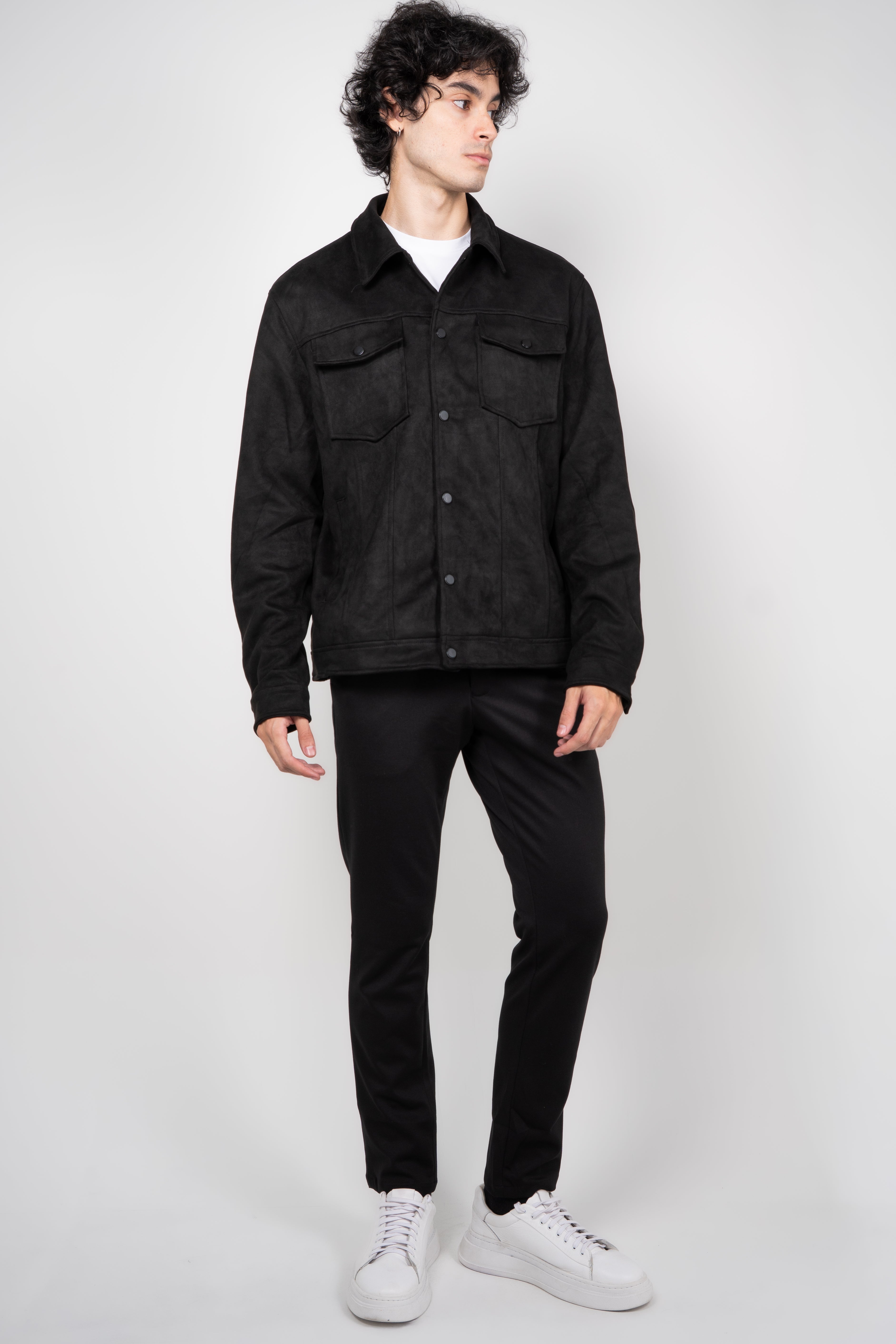 Jaqueta Masculina Suede Botão Forrado