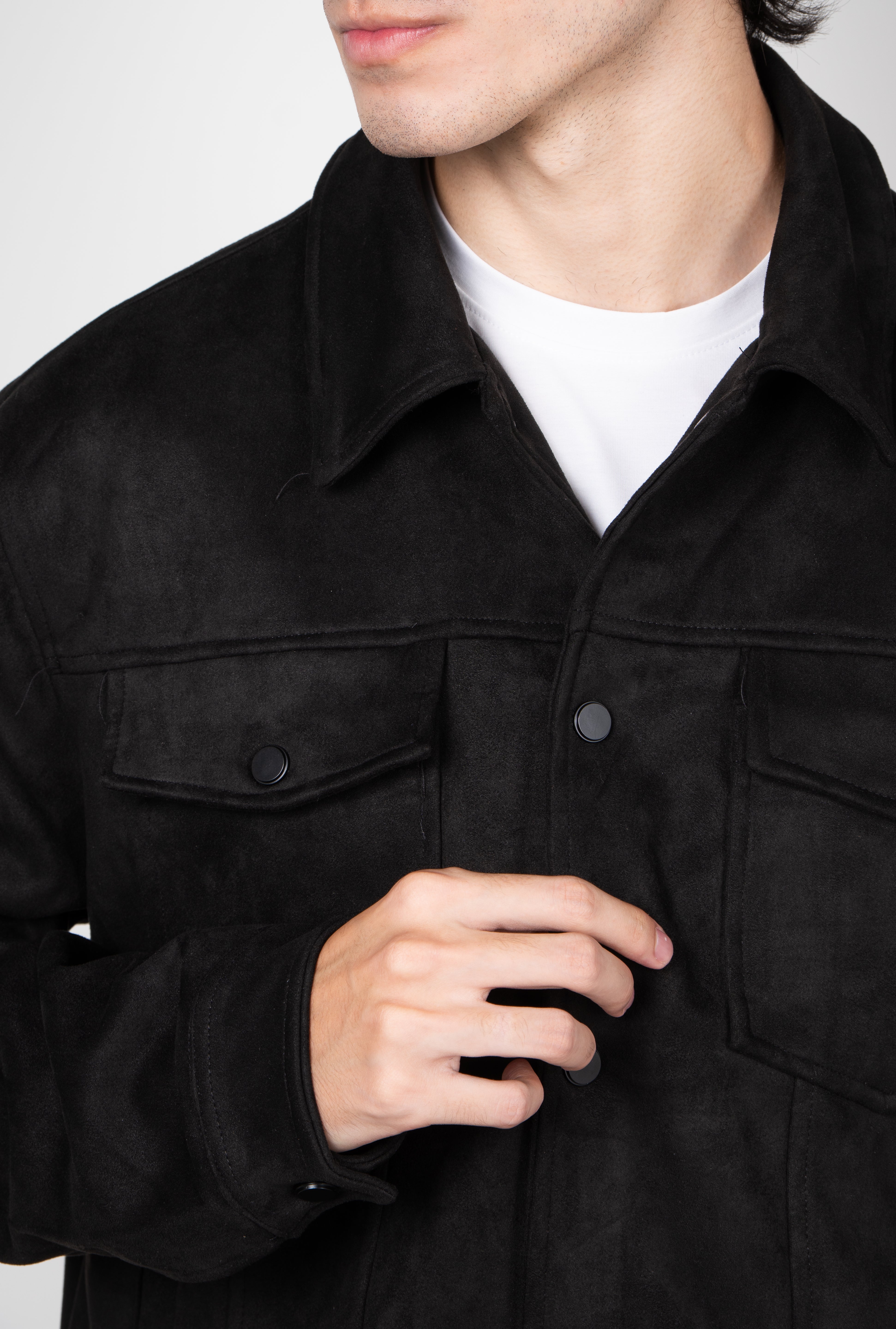 Jaqueta Masculina Suede Botão Forrado
