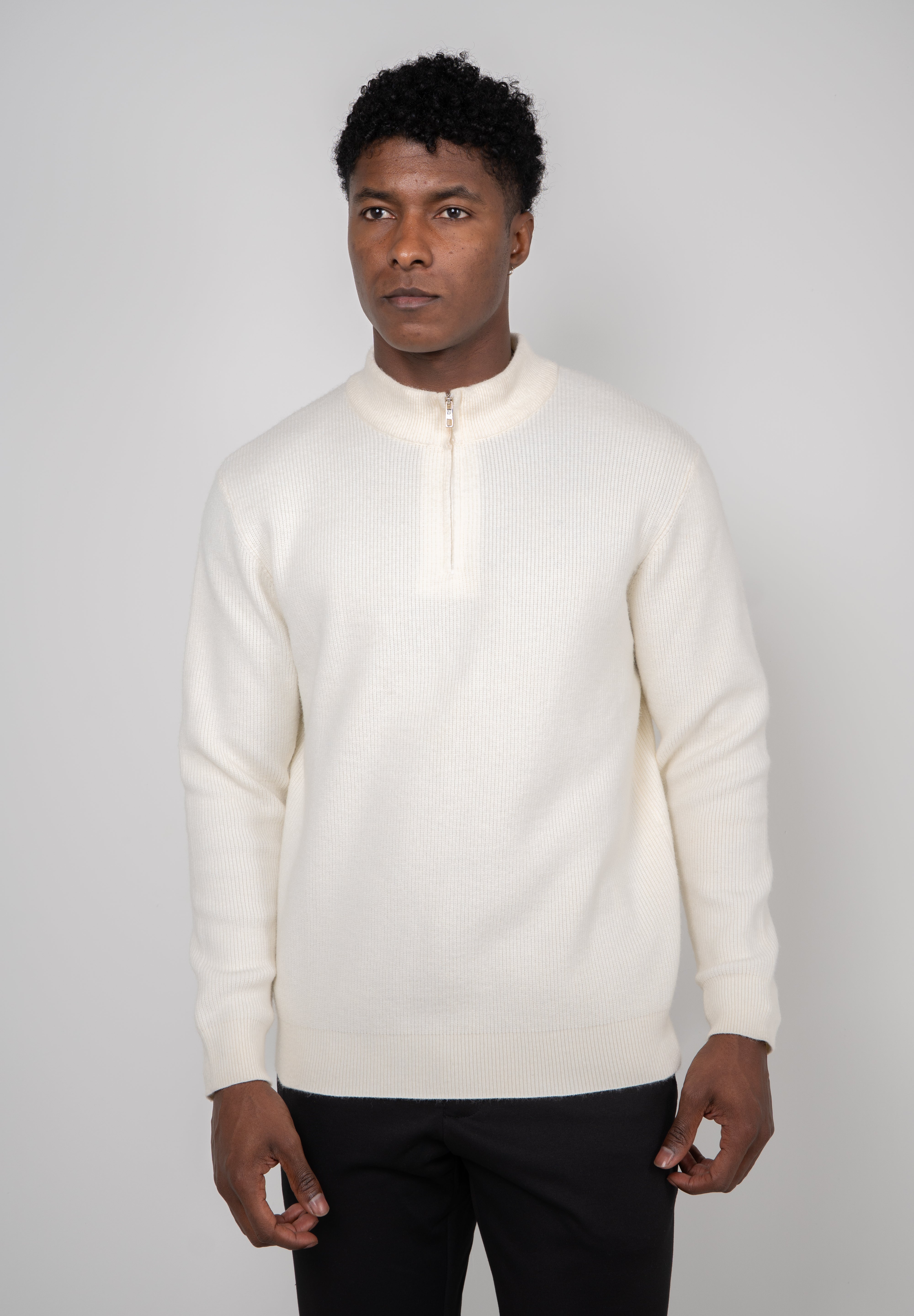 Suéter Tricot Masculino Gola Meio Zíper