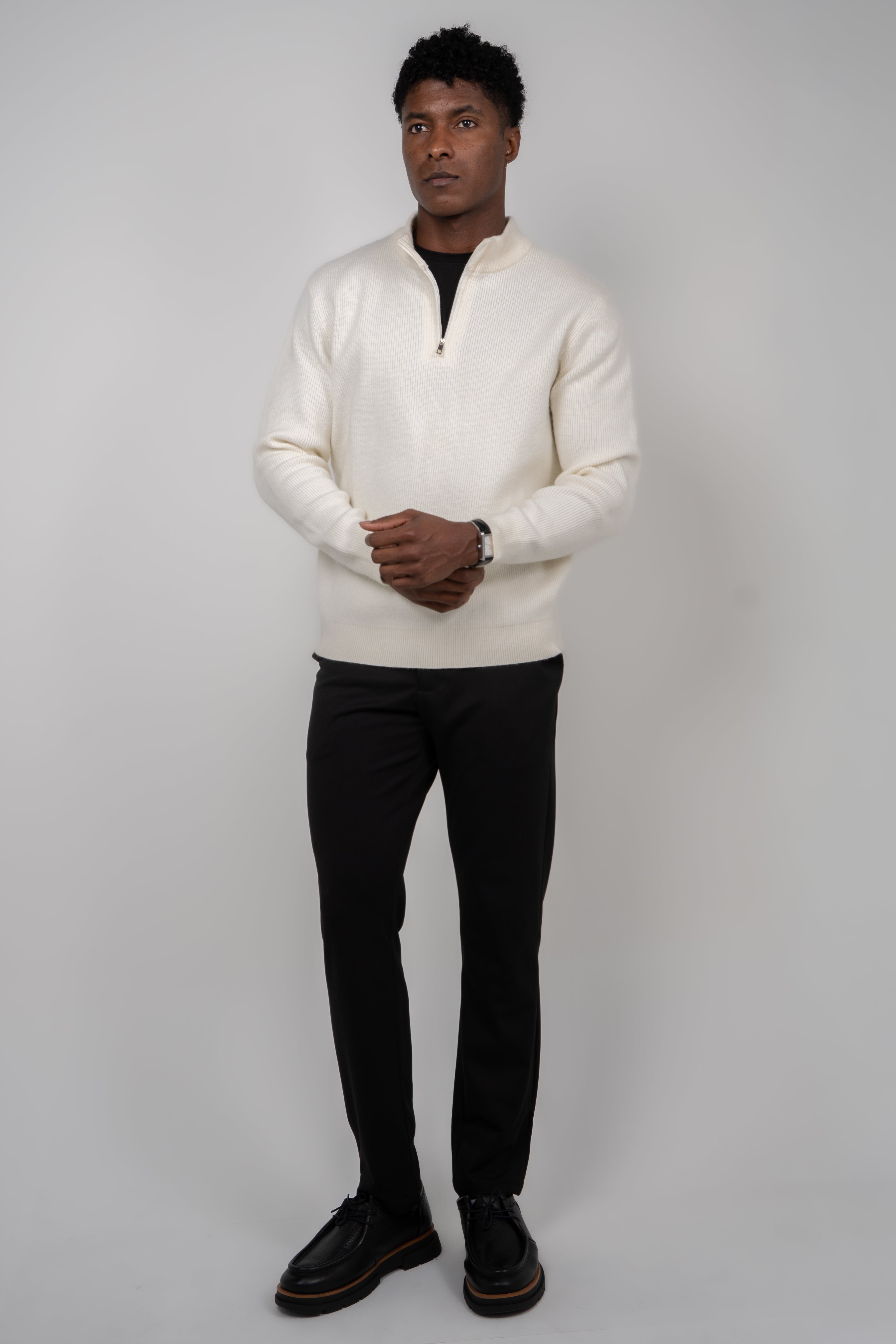 Suéter Tricot Masculino Gola Meio Zíper