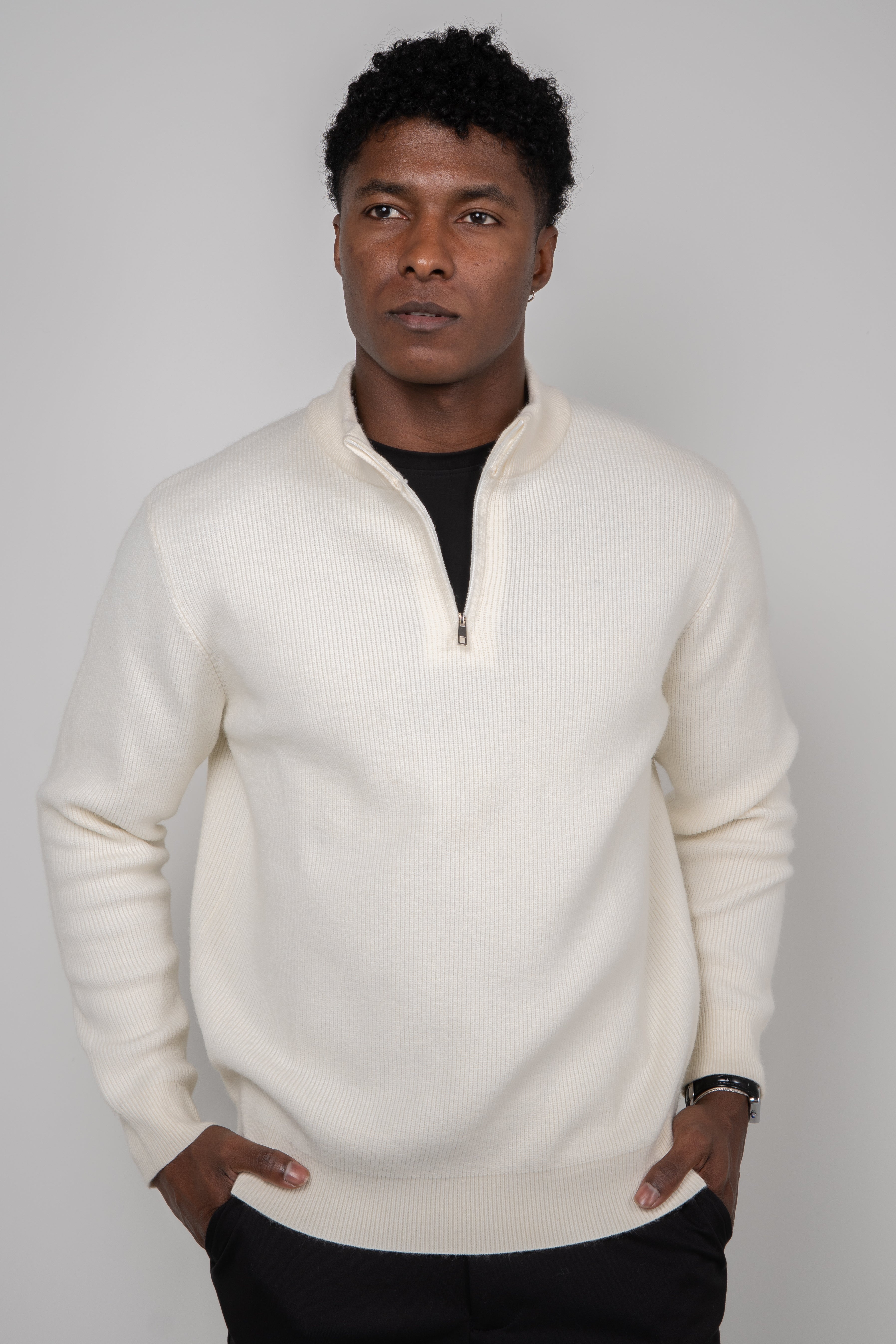 Suéter Tricot Masculino Gola Meio Zíper